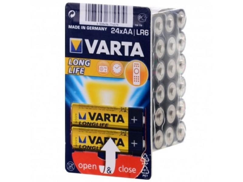 Varta Batterie Alkaline, Mignon, AA, LR06, 1.5V Longlife, Big Box (24-Pack)