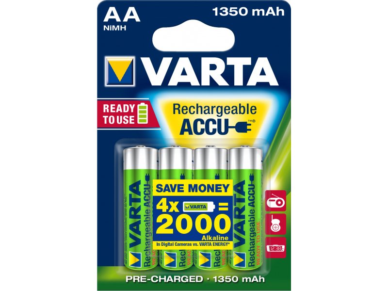 Varta Akku Mignon, AA, HR06, 1.2V/1350mAh - Accu Power (4-Pack)