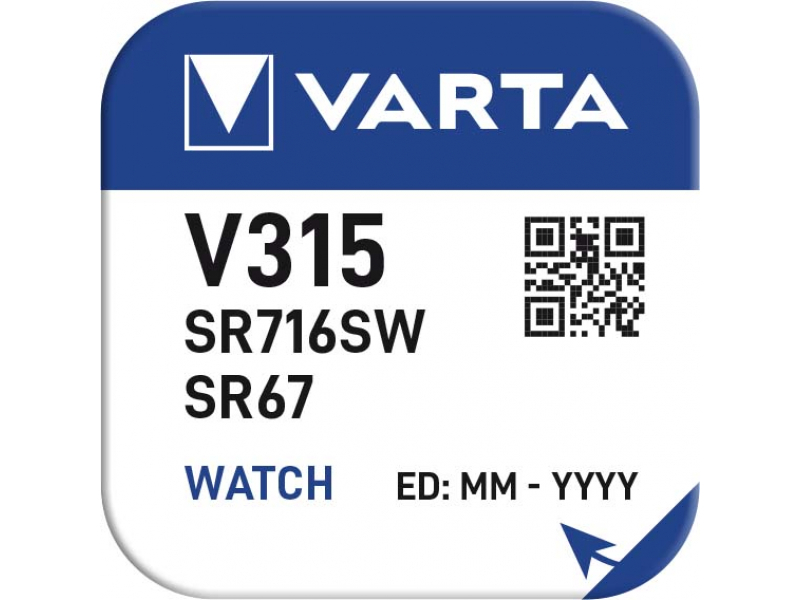 Varta Batterie Silver Oxide, Knopfzelle, 315, SR67, 1.55V (10-Pack)