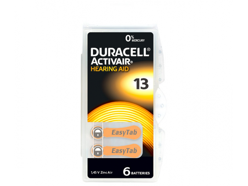 Duracell Batterie Zinc Air, 13, 1.45V Blister (6-Pack)