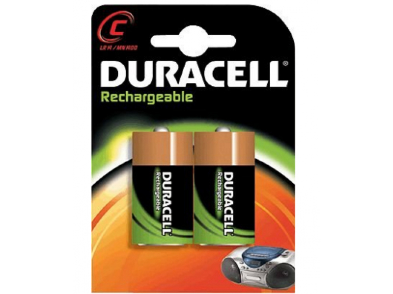 Duracell Akku NiMH, Baby, C, HR14, 1.2V/3000mAh Recharge, Blister (2-Pack)