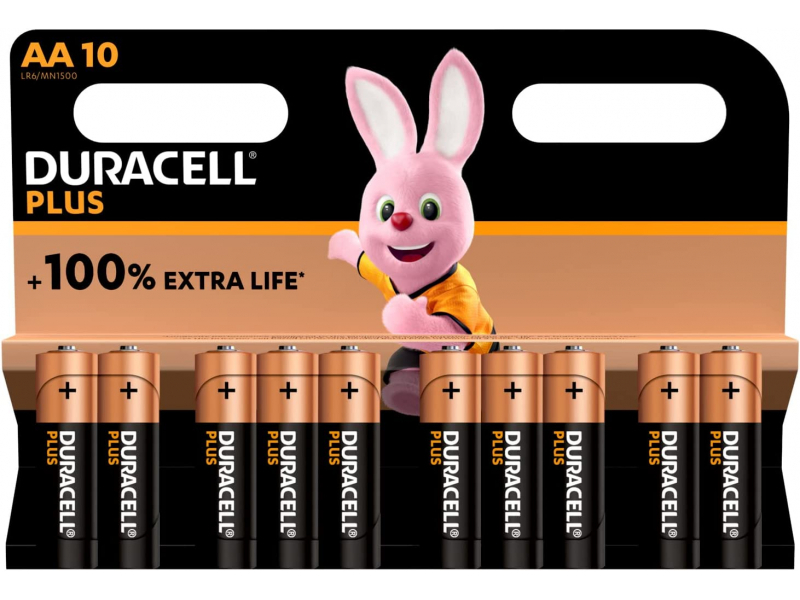 Duracell Batterie Alkaline, AA, LR06, 1.5V Extra Life, Blister (10-Pack)