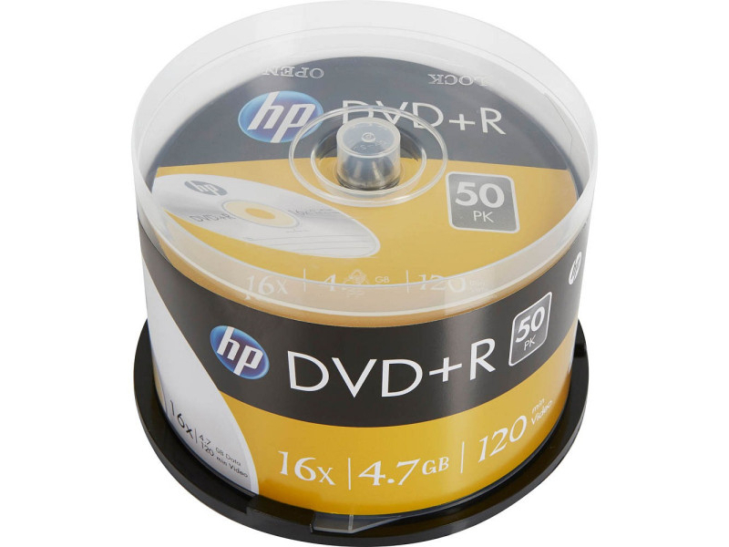 HP DVD+R 4.7GB/120Min/16x Cakebox (50 Disc) - Silver Surface DRE00026