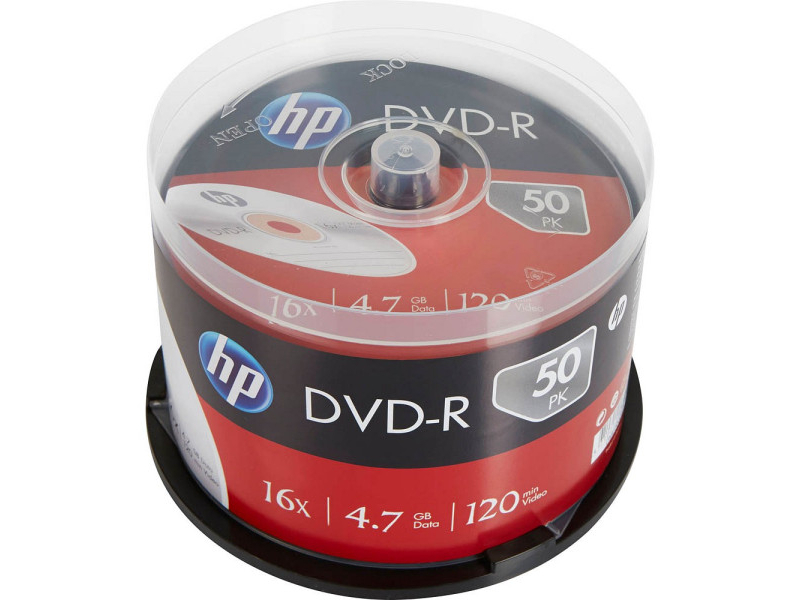 HP DVD-R 4.7GB/120Min/16x Cakebox (50 Disc) - Silver Surface DME00025