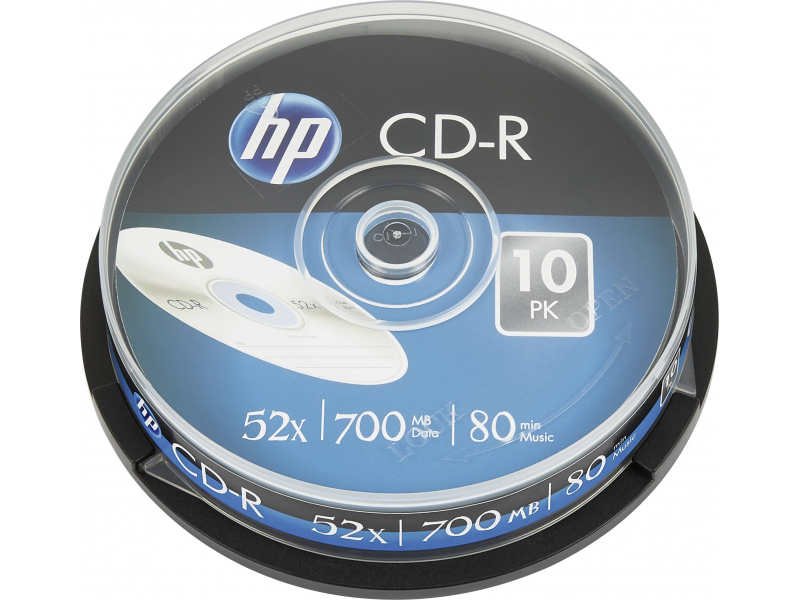 HP CD-R 80Min/700MB/52x Cakebox (10 Disc) - Silver Surface CRE00019