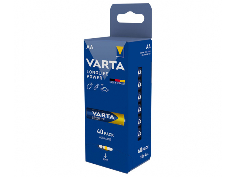 Varta Batterie Alkaline, Mignon, AA, LR06, 1.5V Longlife Power (40-Pack)