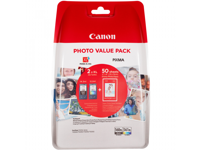 Canon Druckkopf Kombipack PG-560XL/CL-561XL - Schwarz/Farbe, inkl. 50 Blatt