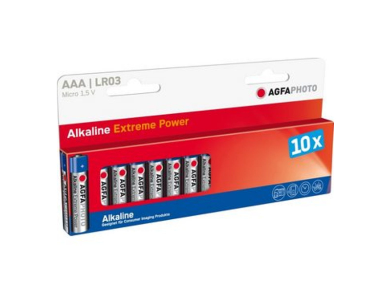 AGFAPHOTO Batterie Alkaline, Micro, AAA, LR03, 1.5V, Blister (10-Pack)