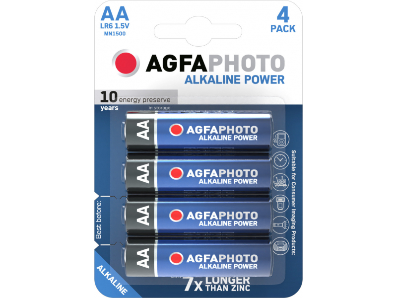 AGFAPHOTO Battery Power Alkaline Mignon AA (4-Pack)