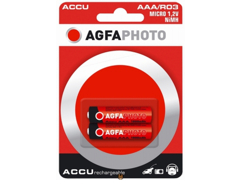 AGFAPHOTO Akku NiMH, Micro, AAA, HR03, 1.2V/900mAh, Retail Blister (2-Pack)