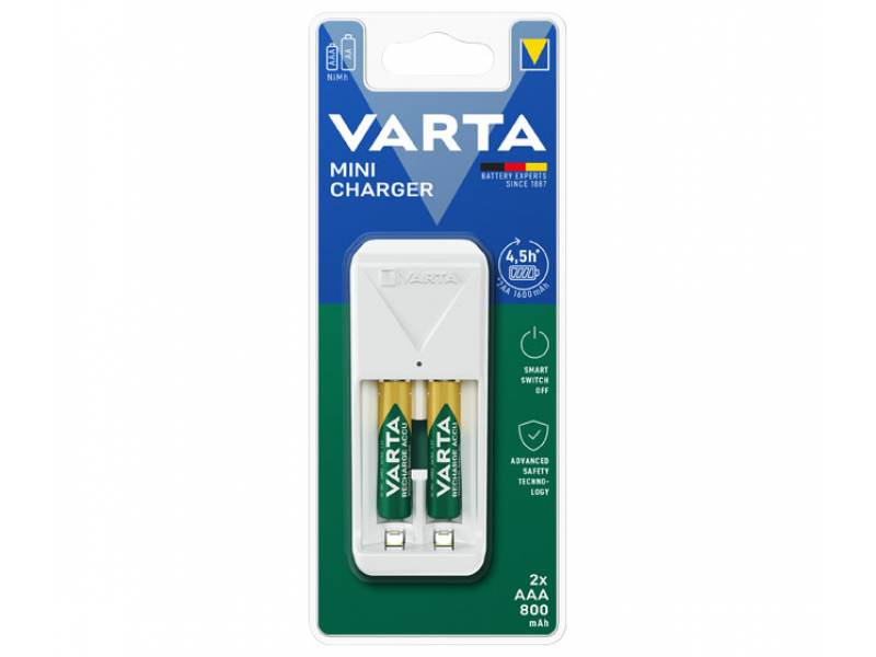 Varta Akku Universal Ladegerät, Mini Charger - inkl. Akkus, 2x AAA, Retail