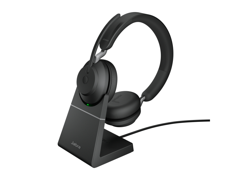 Jabra Evolve2 65 Stereo UC + Ladestation + Link 380 USB-A, Schwarz