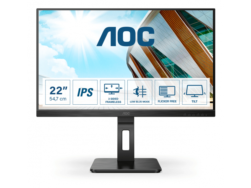 AOC 54,6cm (21,5) 1609 HDMI/DVI/DP/USB, Schwarz -  22P2Q