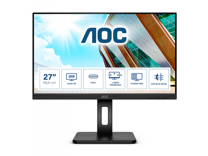 AOC 68,6cm (27) 1609 2xHDMI+DP+USB-C IPS, Schwarz -  Q27P2CA