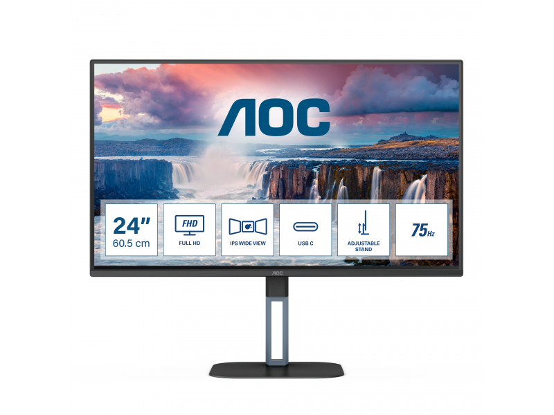 AOC 60,5cm (23,8) 1609 HDMI+DP+USB-C IPS Schwarz - 24V5C/BK