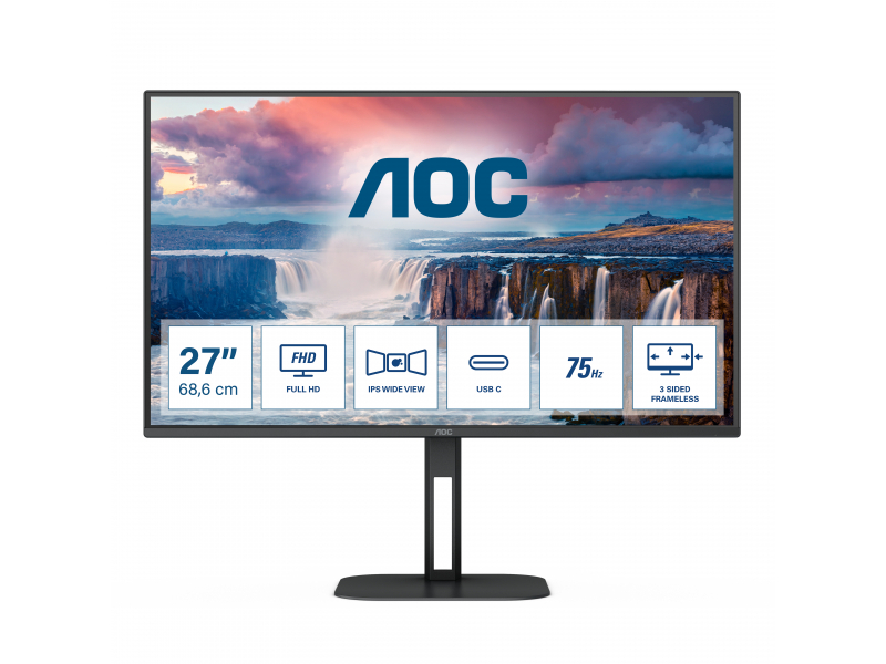 AOC 68,6cm (27) 1609 HDMI+USB-C IPS Schwarz Spk. - 27V5CE/BK