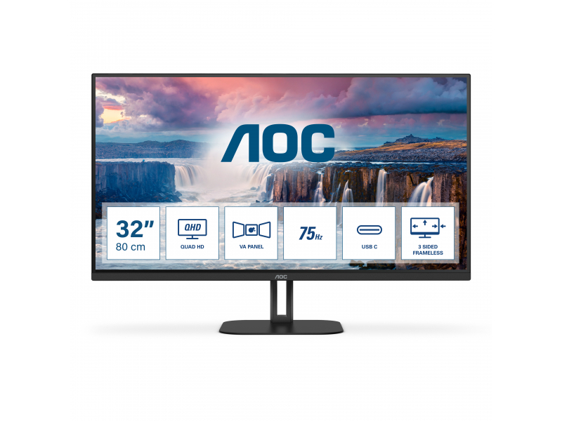 AOC 81,3cm (31,5) 1609 HDMI+DP+USB-C VA,Schwarz - Q32V5CE/BK