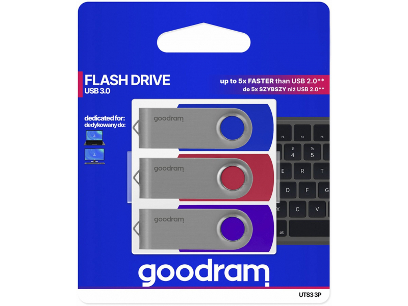 GOODRAM UTS3 USB 3.0 64GB 3-Pack Mix - UTS3-0640MXR11-3P