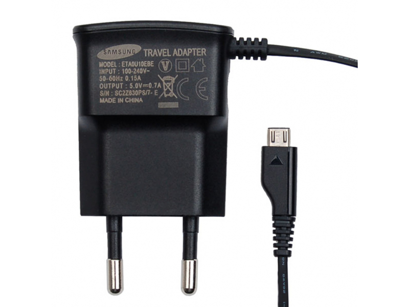 Samsung Reise-Ladegerät - Micro USB - Schwarz - 700mA BULK - ETAOU10EBE