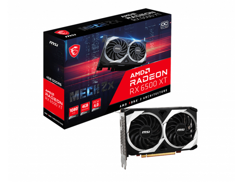 MSI Radeon RX 6500 XT MECH 2X 4G OC - VGA - PCI-E x16 V508-003R