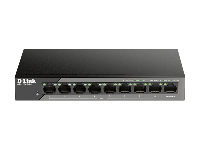 D-Link Fast Ethernet PoE Unmanaged Surveillance Switch DSS-100E-9P