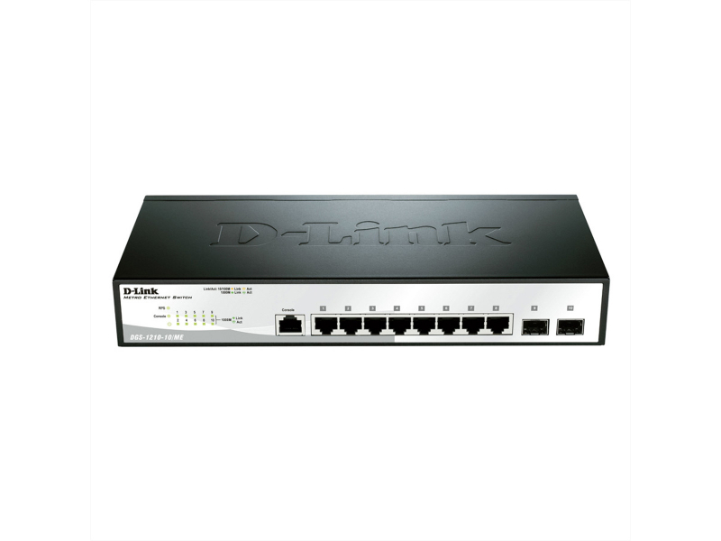 D-Link Smart Switch 10 Port 8 x 10/100/1000+ 2 x Gigabit SFP DGS-1210-10/E