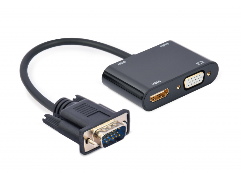 CableXpert VGA auf HDMI/Audio-Adapter, Schwarz - A-VGA-HDMI-02