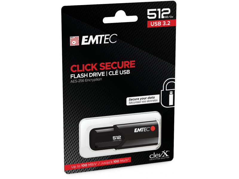 USB FlashDrive 512GB EMTEC B120 Click Secure USB 3.2 (100MB/s)