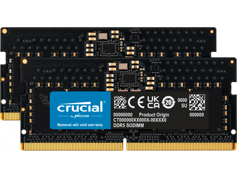 Crucial 16GB 2 x 8GB DDR5 4800MHz 262-pin SO-DIMM CT2K8G48C40S5