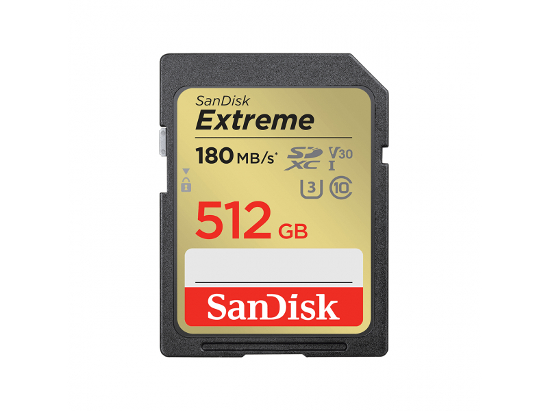 SanDisk Extreme SDXC 512GB 180MB/s UHS-I CL10 U3 SDSDXVV-512G-GNCIN