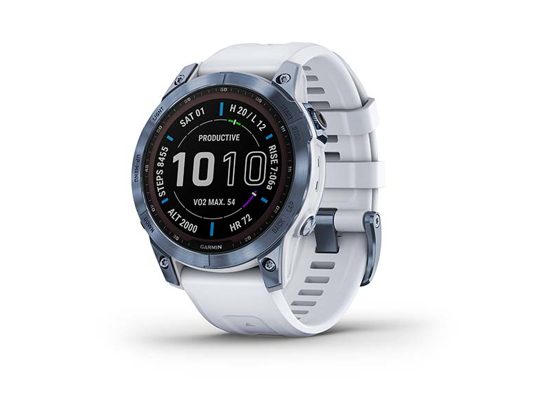 Garmin fenix 7 Sapphire Solar Blue Titanium mit Weißem Band 753759278113