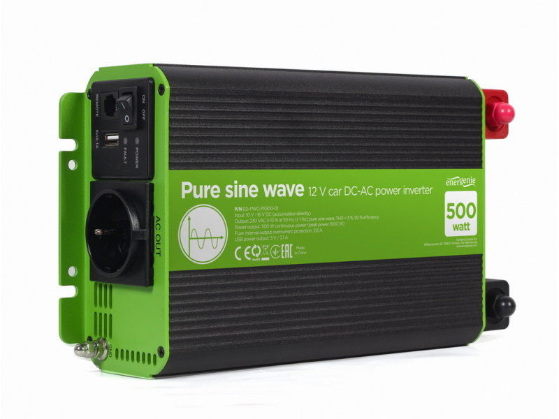 ENERGENIE 12 V car DC-AC power inverter 500 W EG-PWC-PS500-01