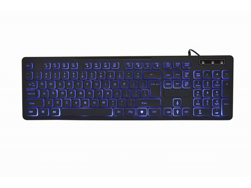 Gembird backlight multimedia keyboard 3-color black US layout KB-UML3-02