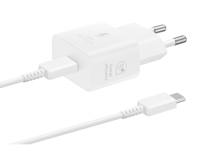 Samsung Schnellladeadapter USB-C 25W mit Datenkabel Weiß EP-T2510XWEGEU