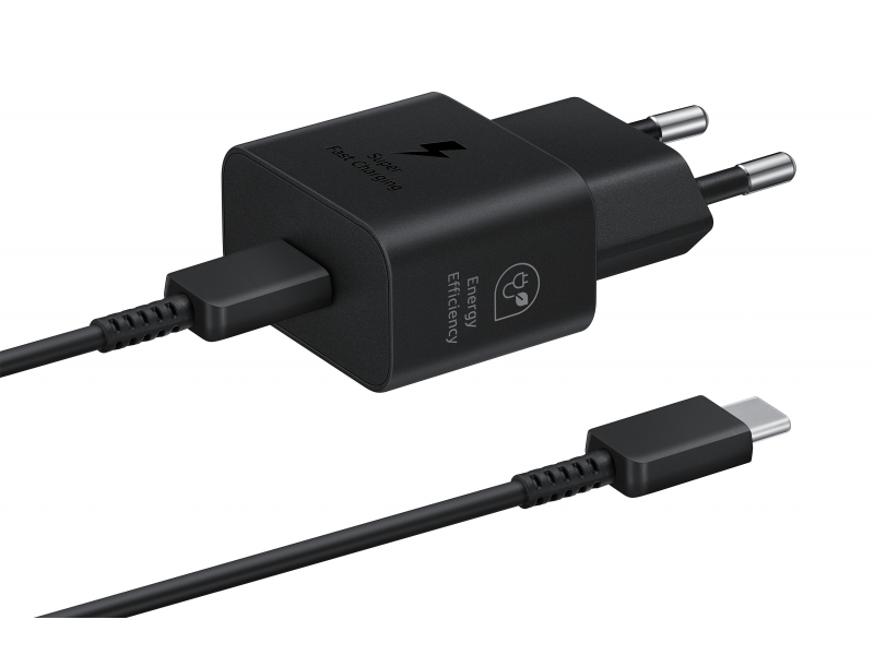 Samsung Schnellladeadapter USB-C 25W mit Datenkabel Schwarz EP-T2510XBEGEU