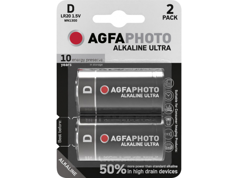 AGFAPHOTO Batterie Ultra Alkaline Mono D (2-Pack)