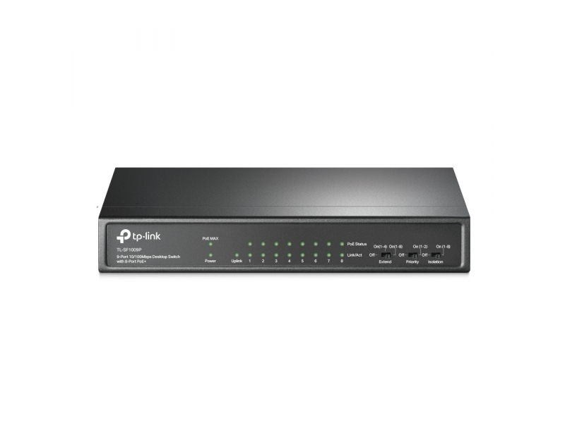 TP-LINK 9 Port 10/100Mbps Desktop Switch with 8 PoE+ Ports TL-SF1009P