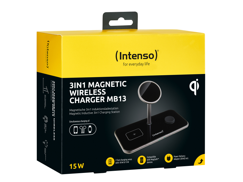 Intenso 3in1 Magnetic Wireless Charger MB13 Schwarz 7410810