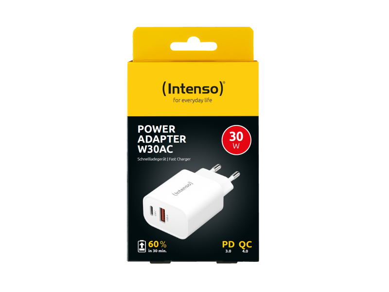 Intenso Power Adapter W30AC Weiß 1x USB-A 1x USB-C 30W 7803012