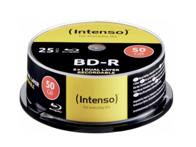 Intenso Blu-Ray Rohling BD-R 50GB 6x Speed 25er CakeBox 5001124