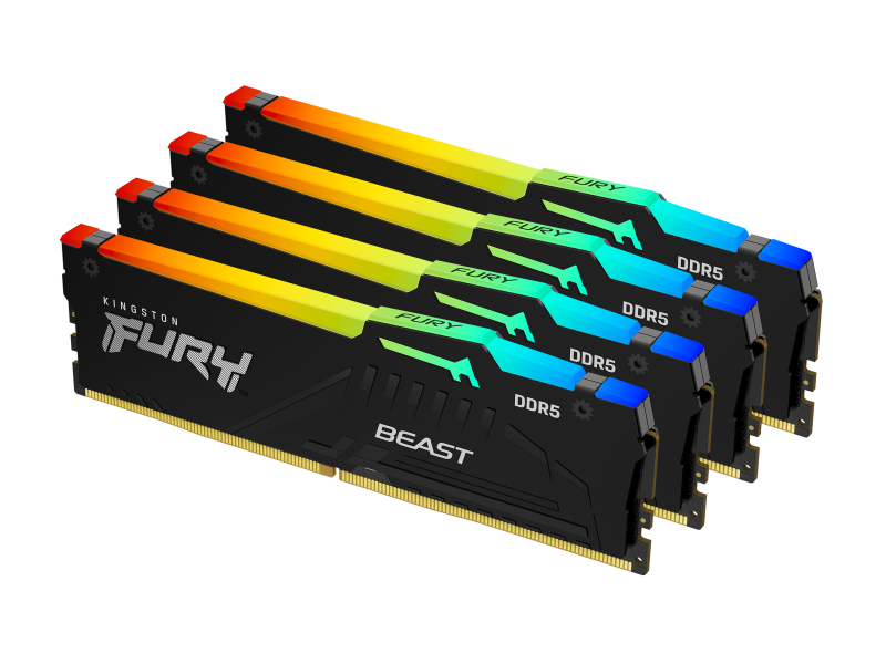 Kingston 28GB(4x32GB) DDR5 5200MT/s CL40 Black RGB XMP KF552C40BBAK4-128