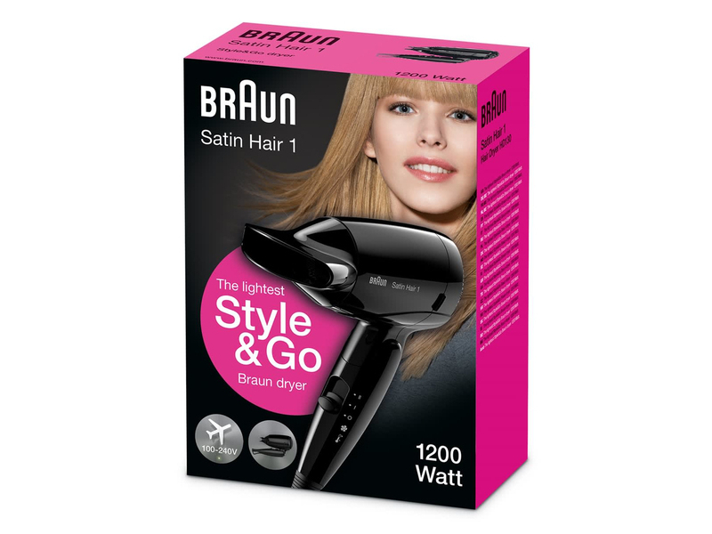 Braun Satin Hair 1 Haartrockner Style & Go Schwarz BRHD130E