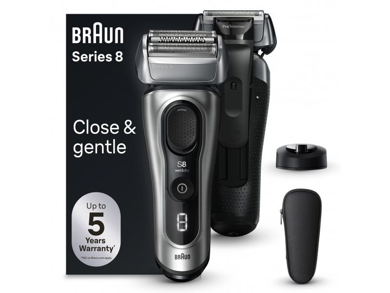 Braun Series8 8517s Elektrorasierer - Ladestation & Reiseetui Silber 218016