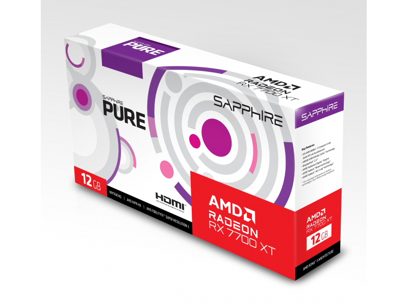 Sapphire Pure AMD Radeon RX 7700 XT 12GB GDDR6 HDMI DP 11335-03-20G