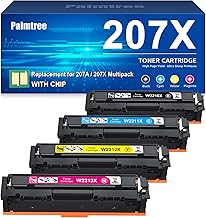 Palmtree 207X with Chip Toner Compatible with HP 207X 207A Black for HP Color Laserjet Pro MFP M283fdw Toner for Color Laserjet Pro M255dw M282nw M283fdn M255nw M283 M282 M255 W2210A W2210X -4 Pack
