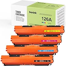 BONINK 126A CE310A Toner Compatible with HP 126A for HP Laserjet CP1025 Colour Toner M175NM Toner MFP M177FW Replacement for HP 126A CE310A (4 Packs)