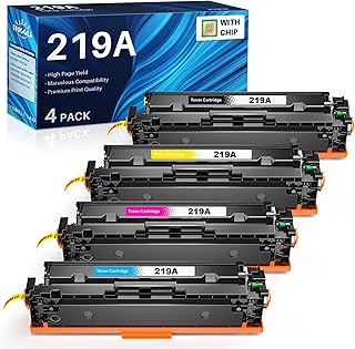 219A Toner (with Chip) Compatible with HP 219A 219X for HP Color Laserjet Pro MFP 3302FDWG Toner for MFP 3302SDWG 3302FDNG Toner for W2190A W2191A W2192A W2193A (Pack of 4)