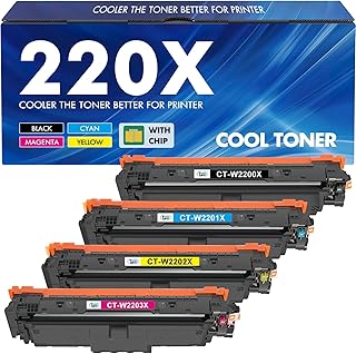 220X 220A Toner MFP 4302fdw: Compatible with HP 220X Toner Colour Laserjet Pro MFP 4302dw 4302fdw 4202dw 4202dn 4302fdn Black Cyan Yellow Magenta, W2200X W2201X W2202X W2203X with Chip 4PK