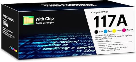 117A 117X With Chip Toner Compatible with HP 117A Toner Set for HP Colour Laser MFP 178nwg 179fwg 178nw 150nw 179fnw W2070A W2071A W2072A W2073A Toner Cartridge (Black Cyan Yellow Magenta, Pack of 4)